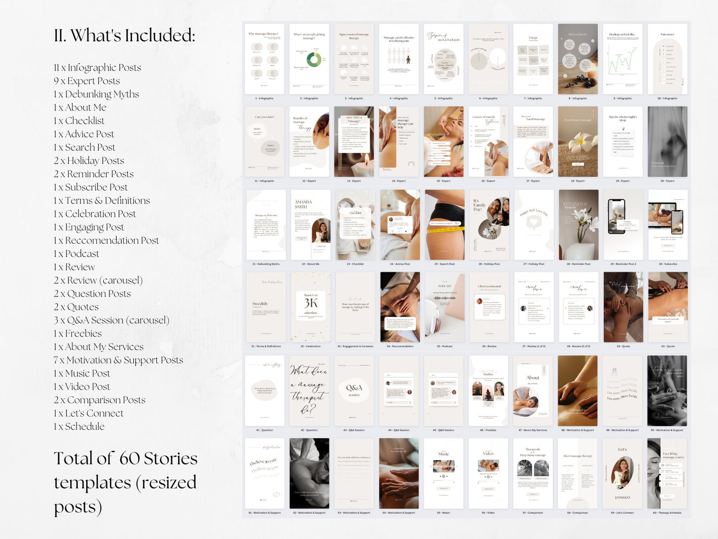 200 Massage Therapist Bundle: Post, Story, and Highlight Cover Templates