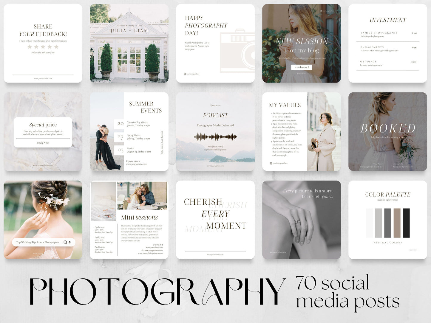 70 Photography Post Templates made in free Canva for Social Media