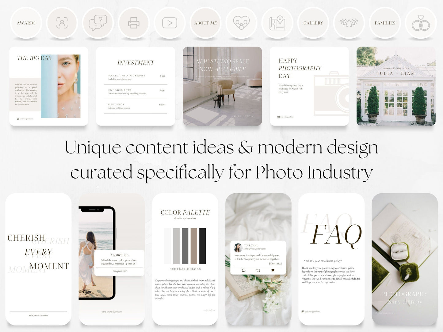 210 Photography Bundle: Post, Story, and Highlight Cover Templates