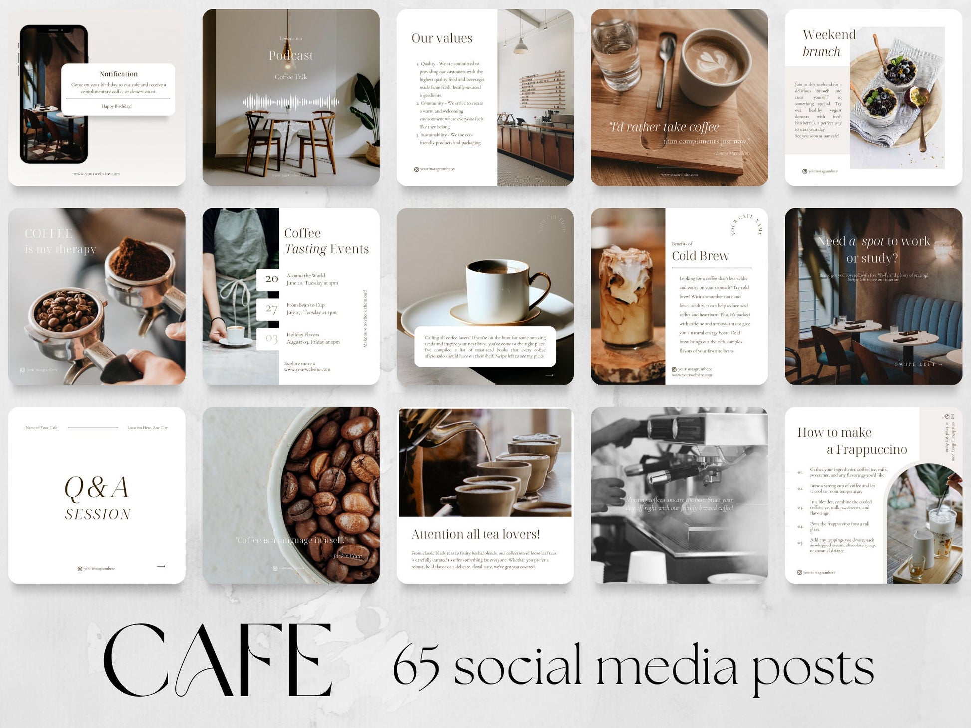 65 Cafe or Bakery Post Templates made in free Canva for Social Media