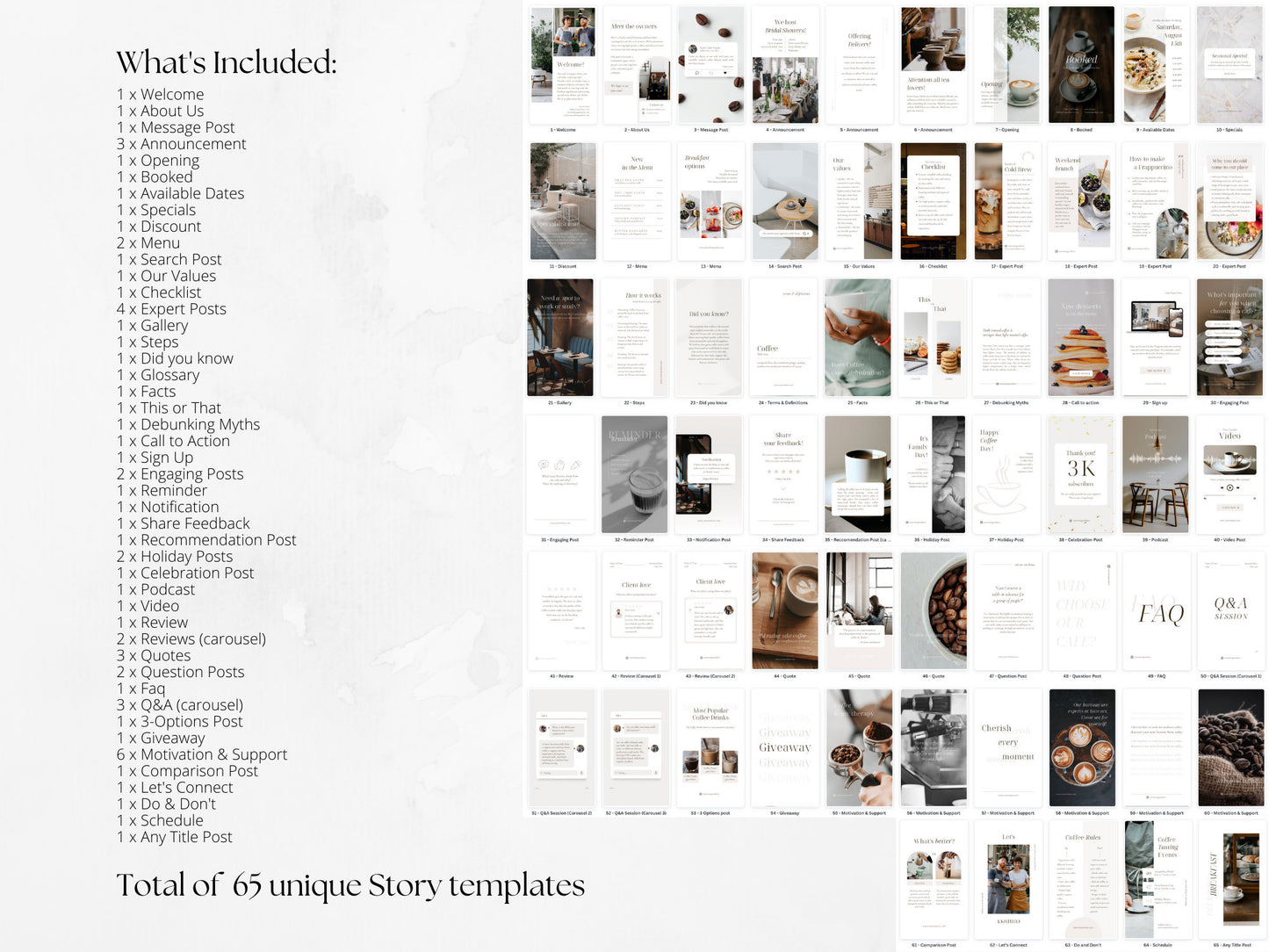 65 Cafe or Bakery Story Templates