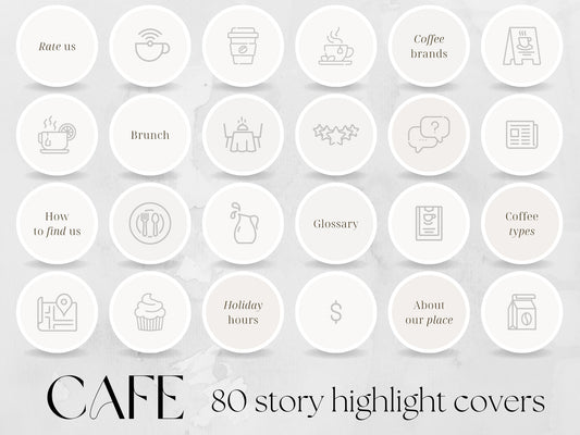 70 Cafe Story Highlight Cover Templates made in free Canva for Social Media