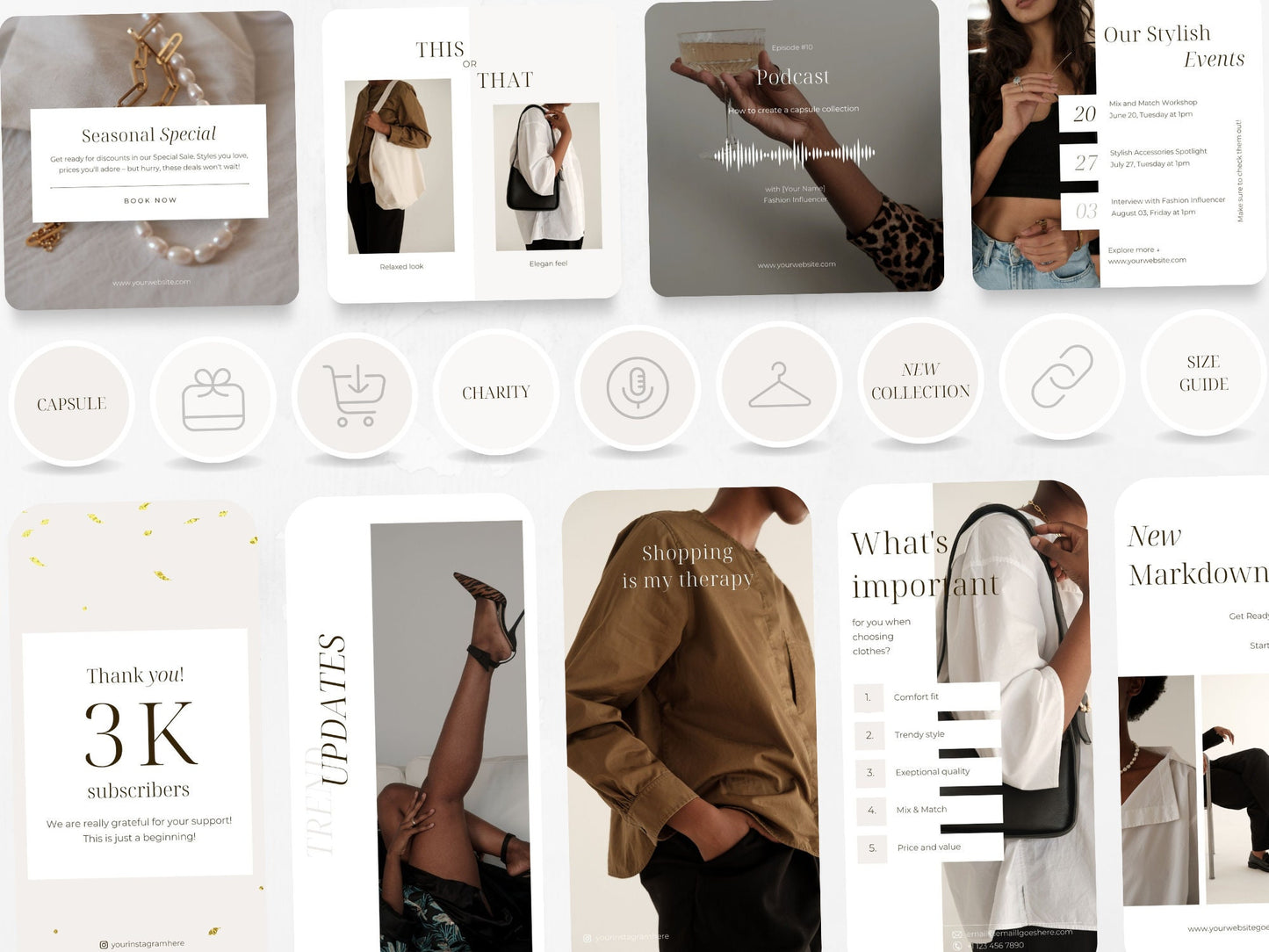 230 Fashion Bundle: Post, Story, and Highlight Cover Templates