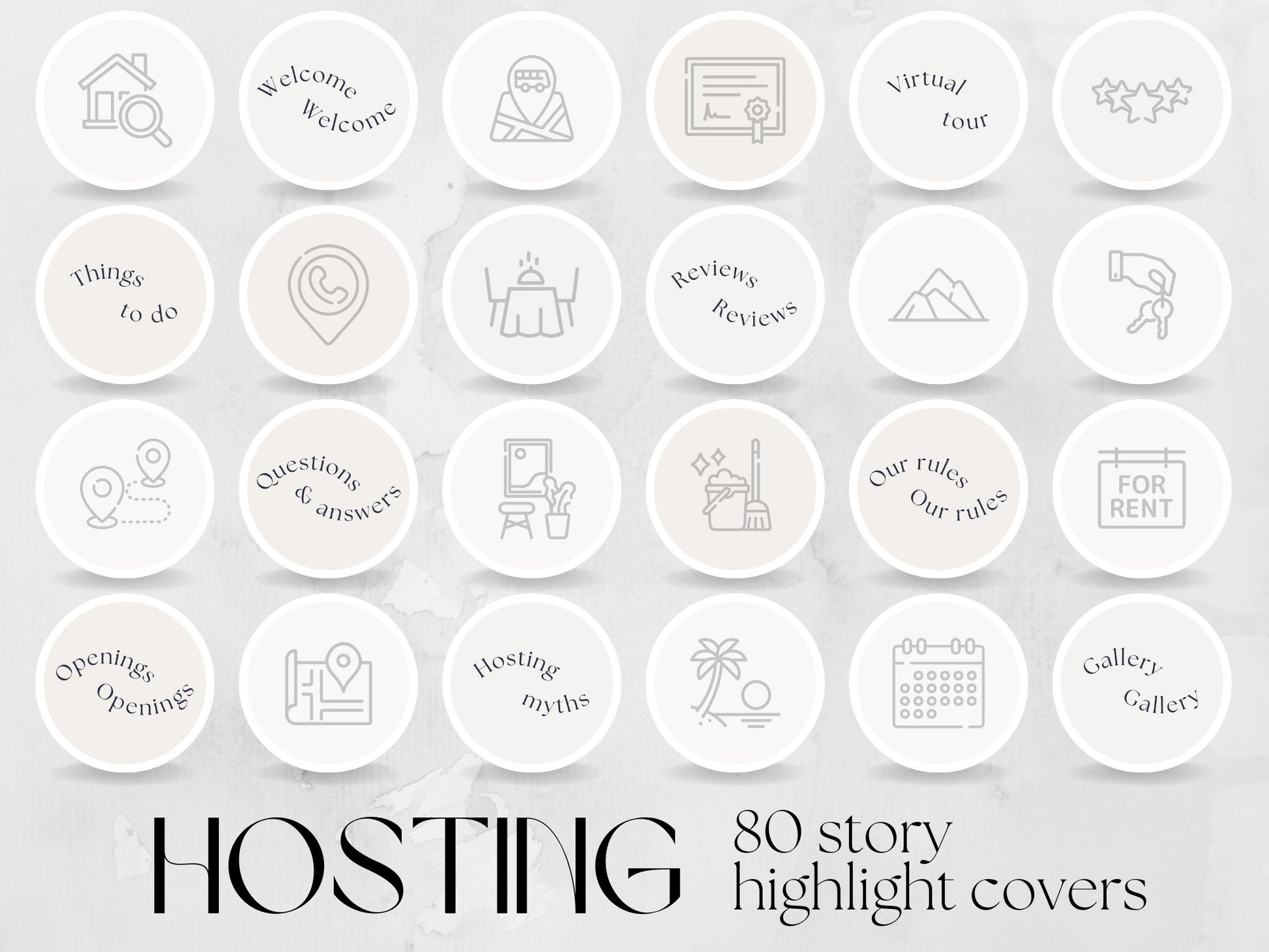 80 Hosting Story Highlight Cover Templates made in free Canva for Social Media