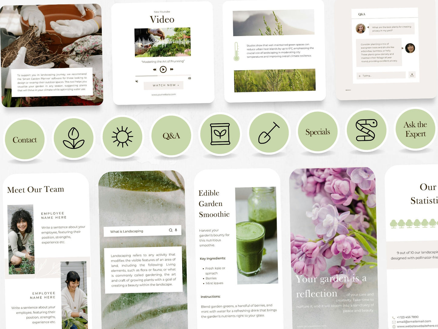 300 Landscaping or Gardening Bundle: Post, Story, and Highlight Cover Templates