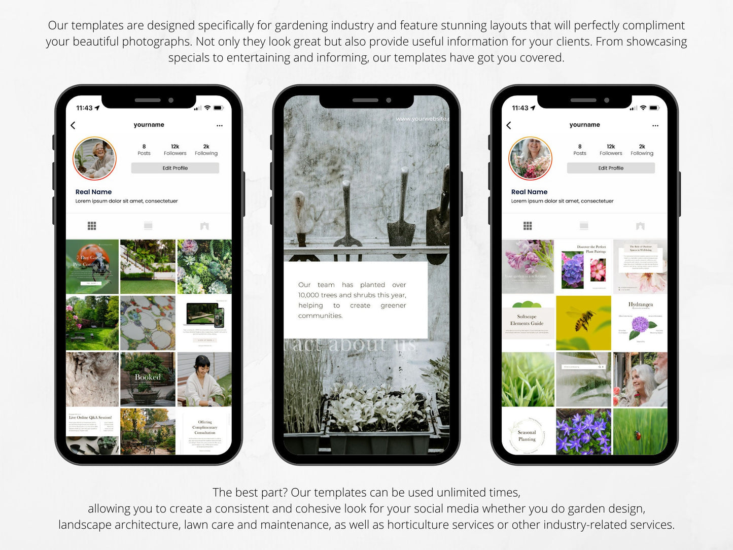 300 Landscaping or Gardening Bundle: Post, Story, and Highlight Cover Templates