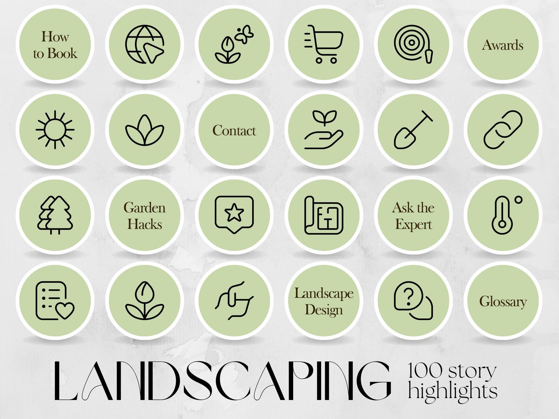100 Gardening or Landscaping Story Highlight Cover Templates made in free Canva for Social Media