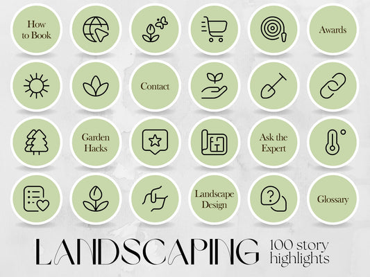 100 Gardening or Landscaping Story Highlight Cover Templates made in free Canva for Social Media