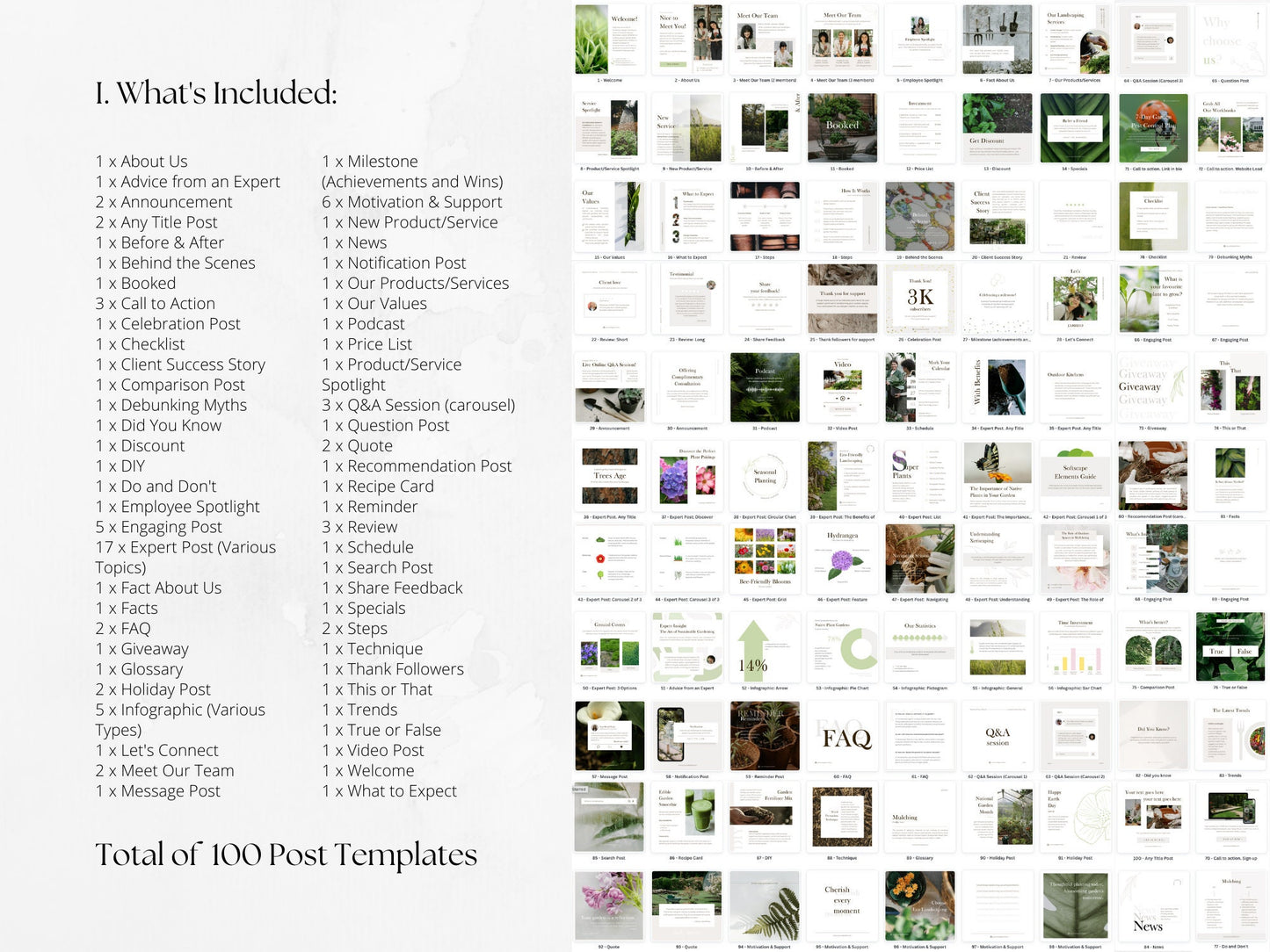 300 Landscaping or Gardening Bundle: Post, Story, and Highlight Cover Templates