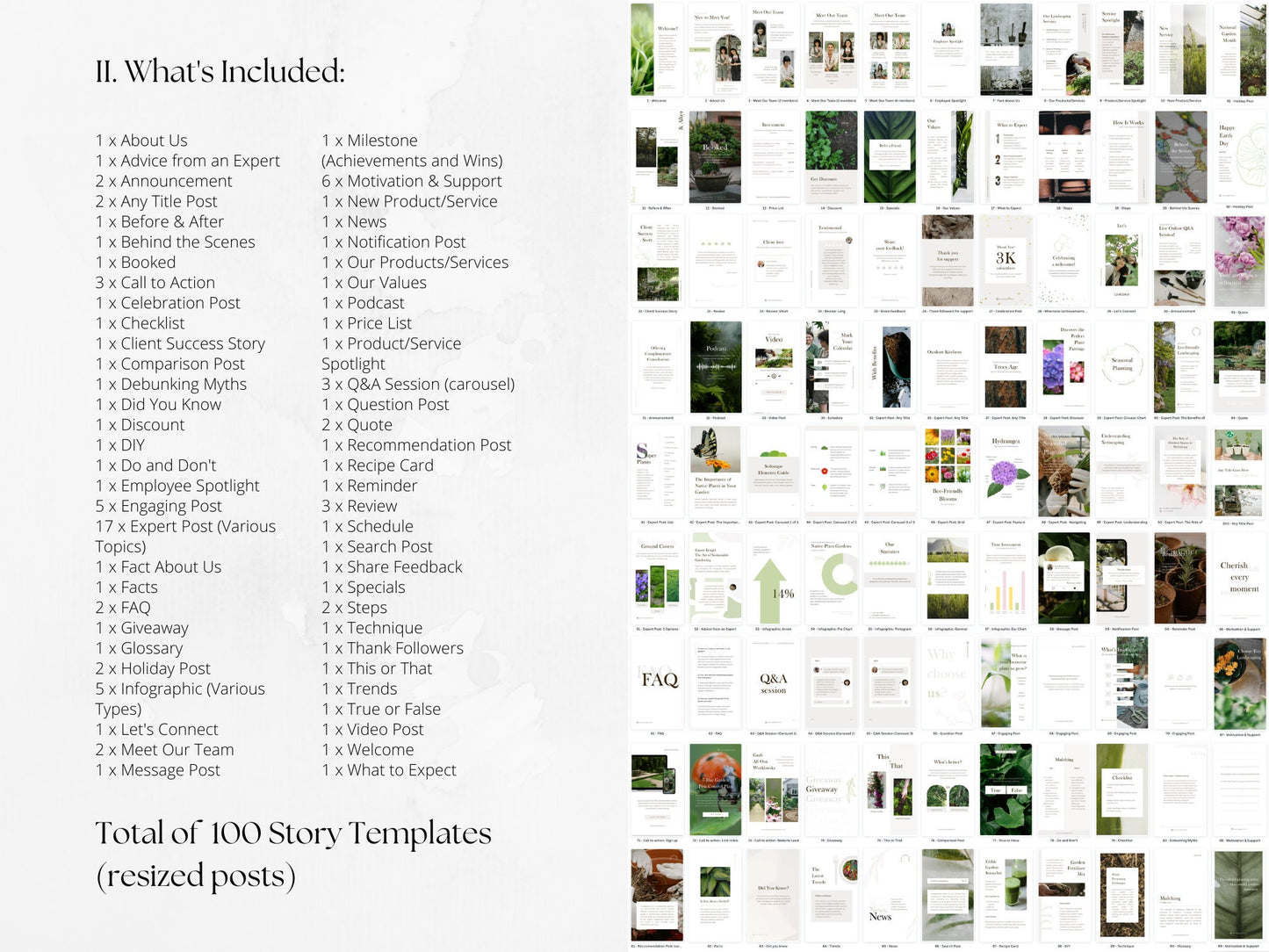 300 Landscaping or Gardening Bundle: Post, Story, and Highlight Cover Templates