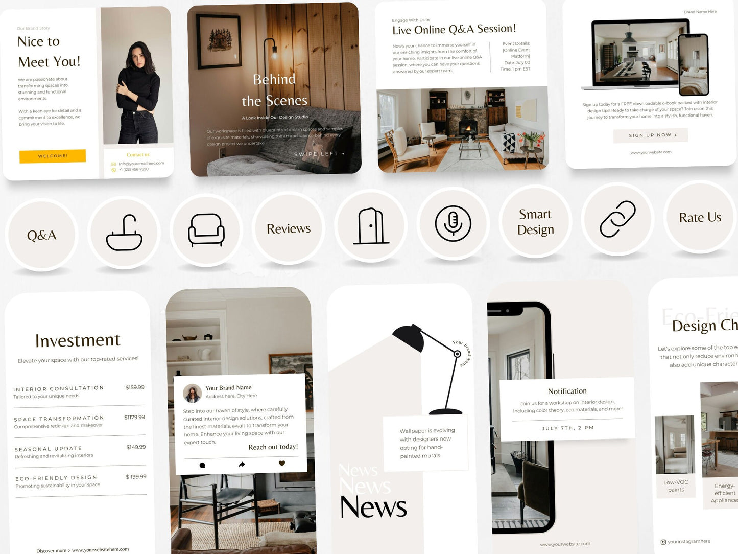 300 Interior Design Bundle: Post, Story, and Highlight Cover Templates