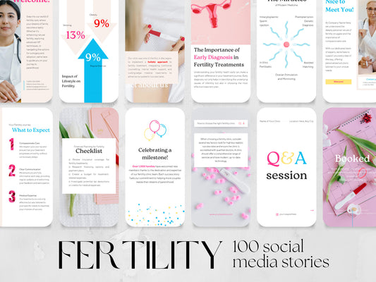 100 Fertility Story Templates made in free Canva for Social Media