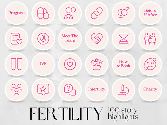 100 Fertility Story Highlight Cover Templates made in free Canva for Social Media