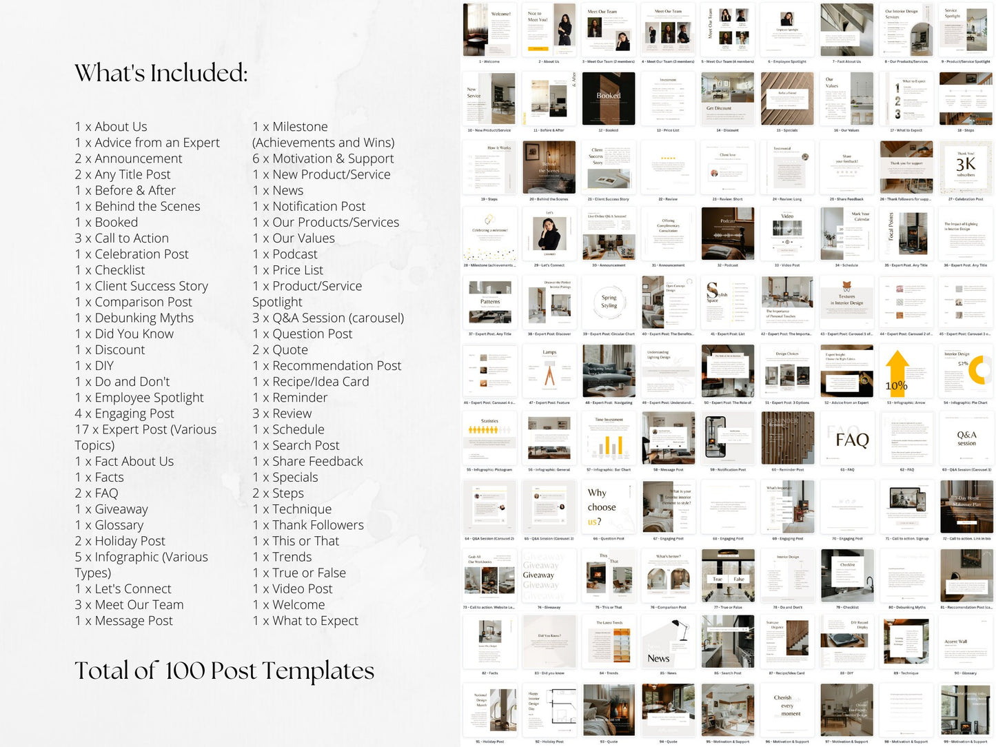 100 Interior Design Post Templates