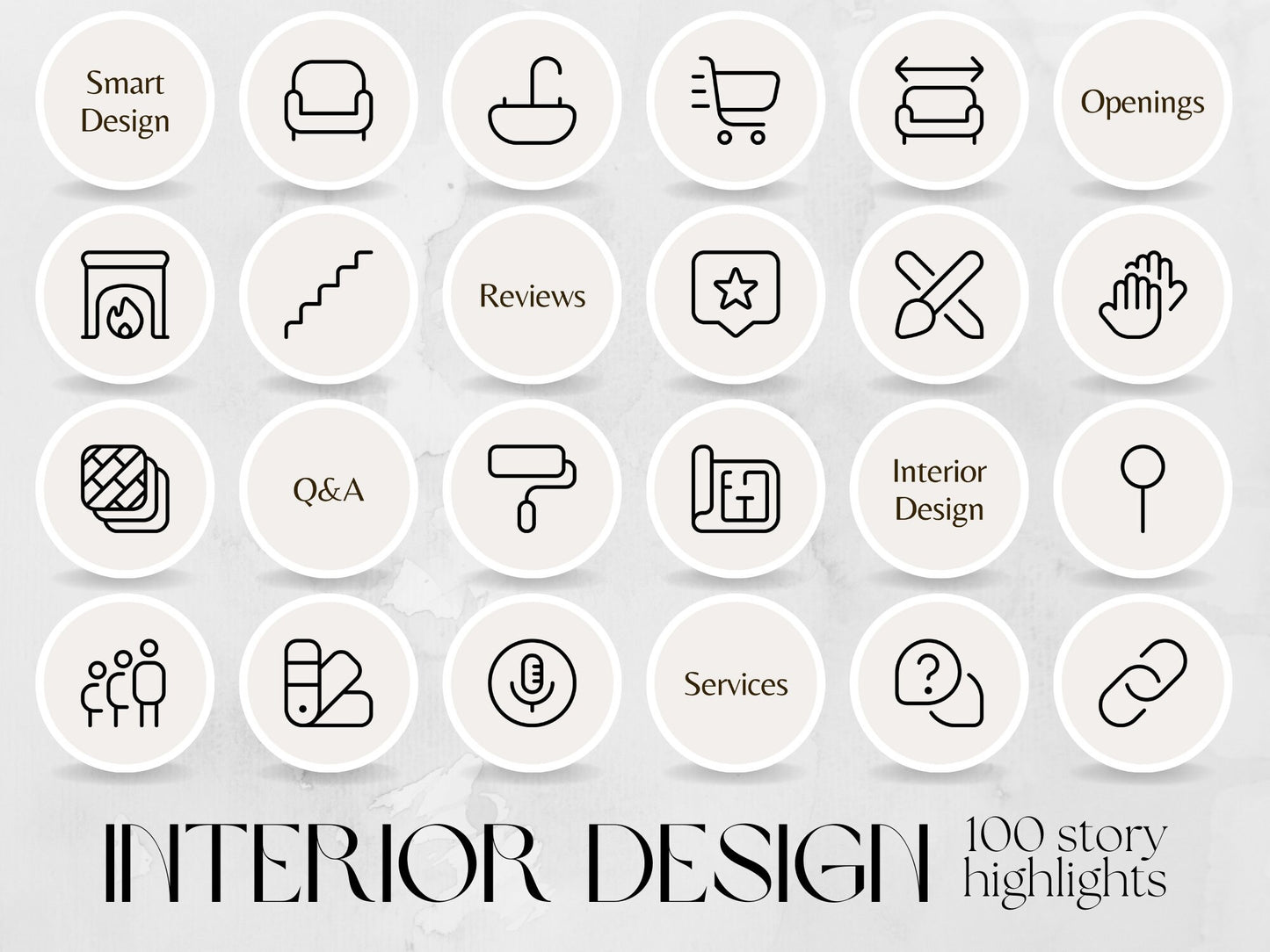 100 Interior Design Story Highlight Cover Templates made in free Canva for Social Media