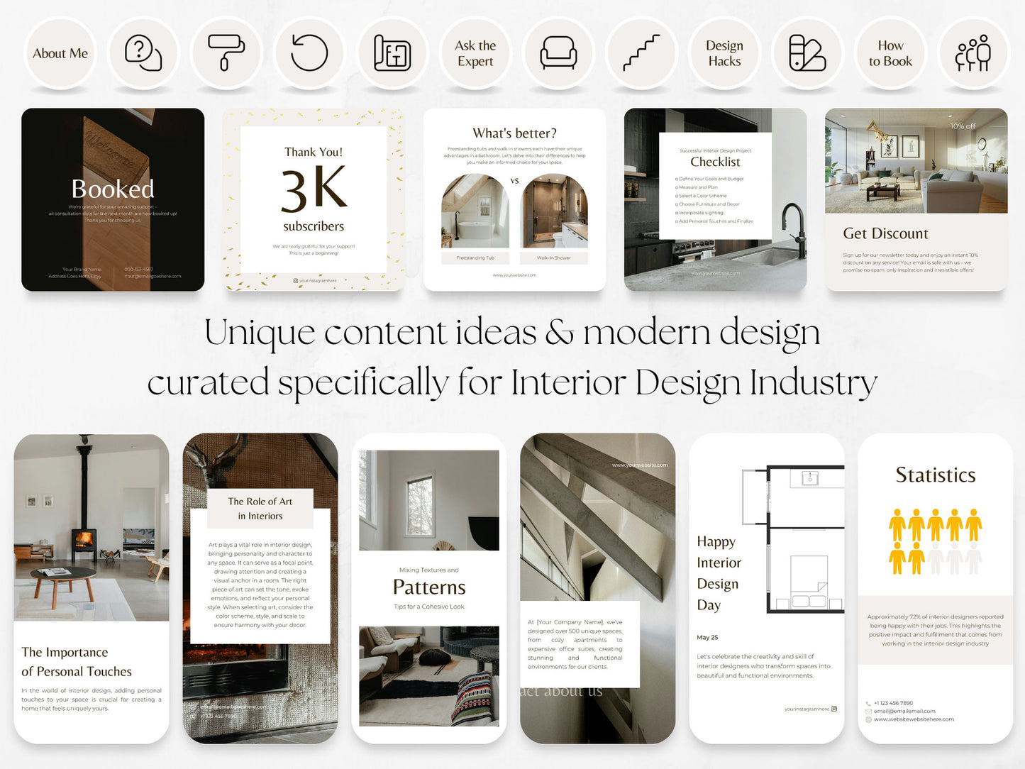 300 Interior Design Bundle: Post, Story, and Highlight Cover Templates