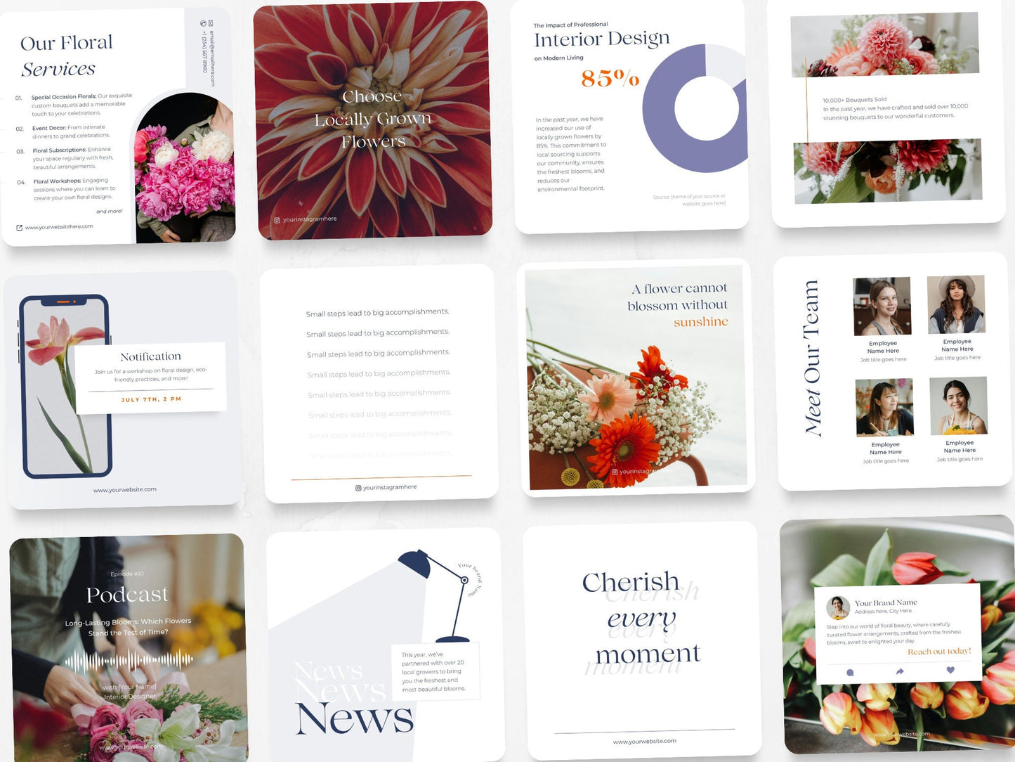 100 Floral Post Templates