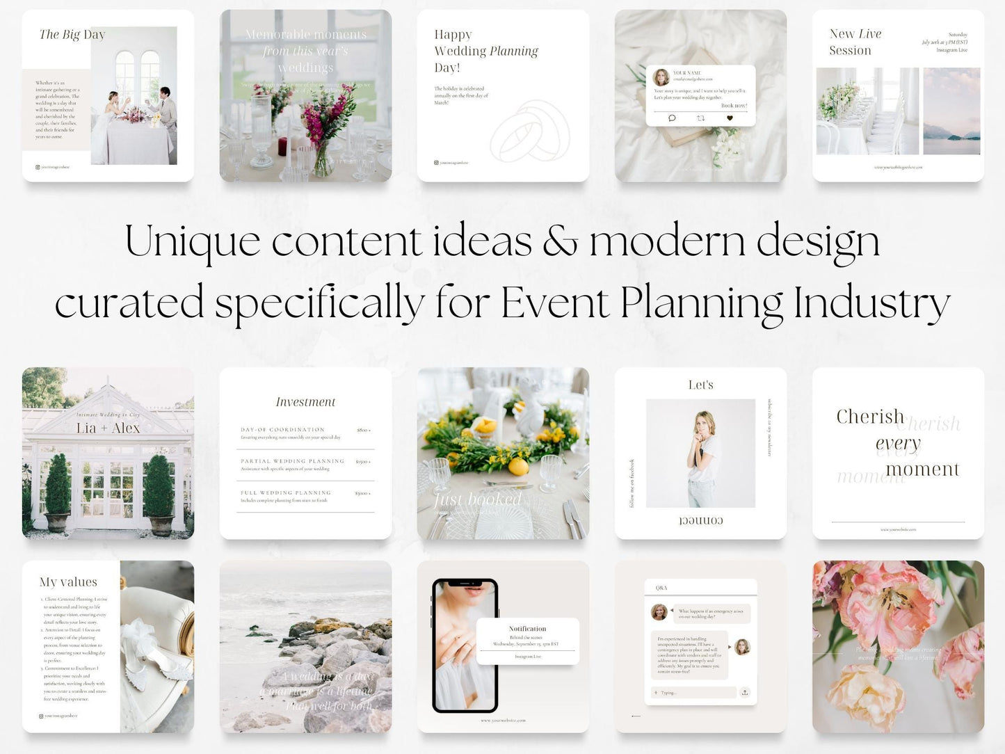 70 Wedding Planner Post Templates