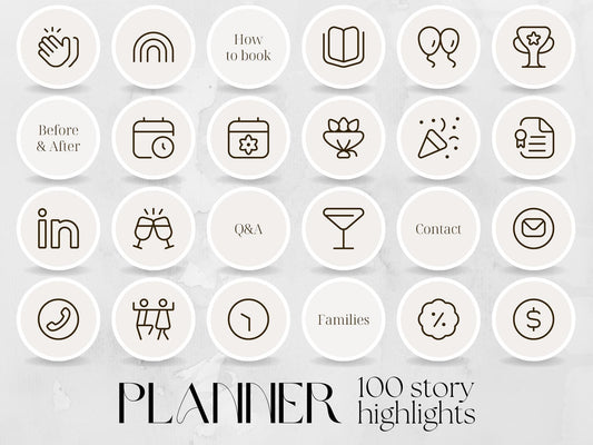 100 Wedding Planner Story Highlight Cover Templates made in free Canva for Social Media