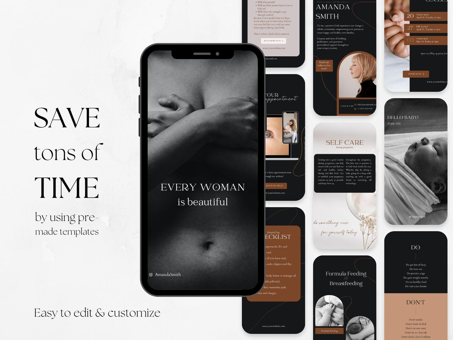 50 Doula Story Templates in Black