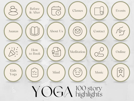 100 Yoga Story Highlight Cover Templates made in free Canva for Social Media