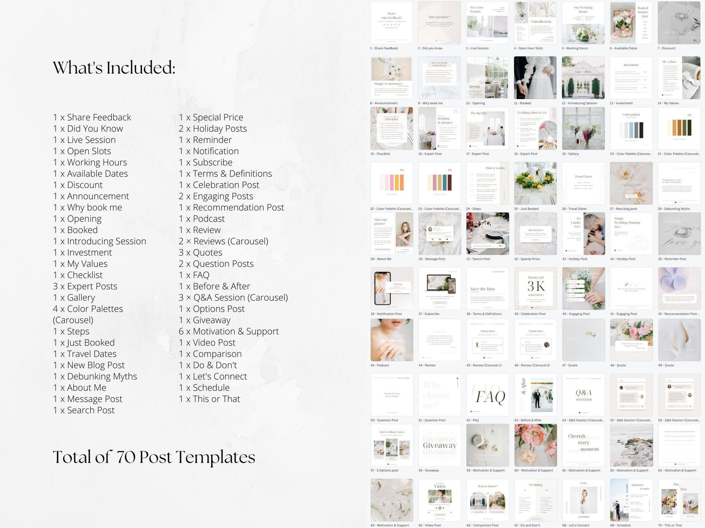 70 Wedding Planner Post Templates