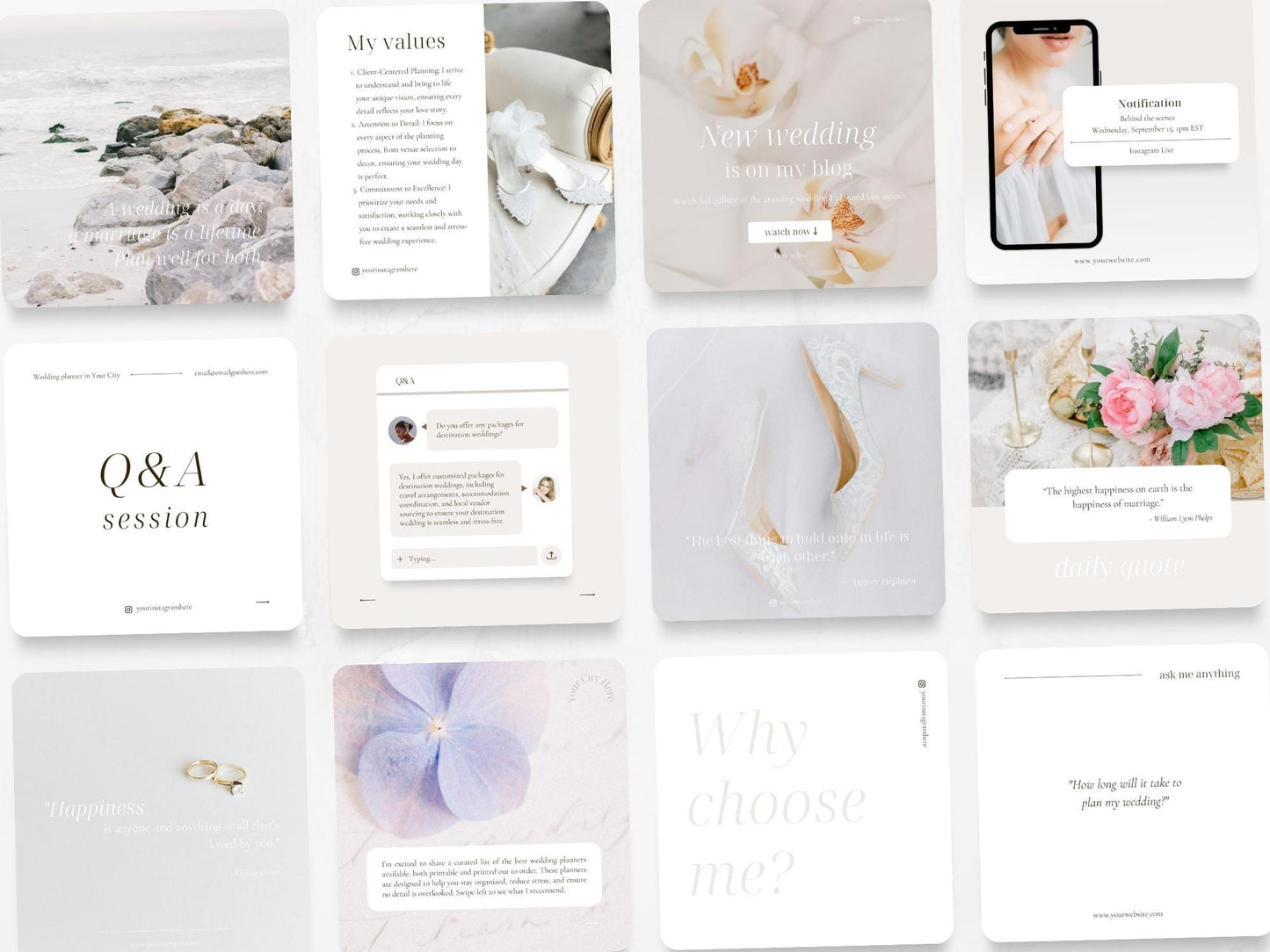 70 Wedding Planner Post Templates