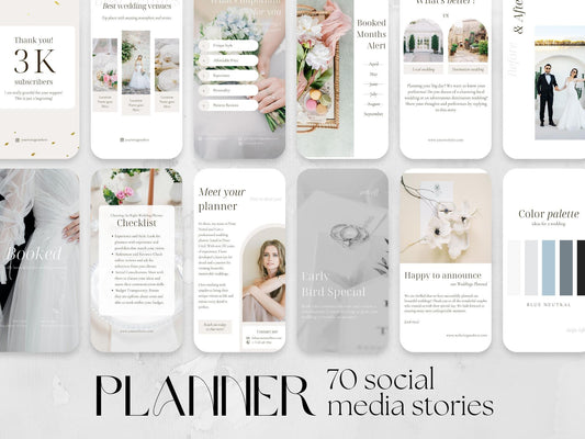 70 Wedding Planner Story Templates made in free Canva for Social Media