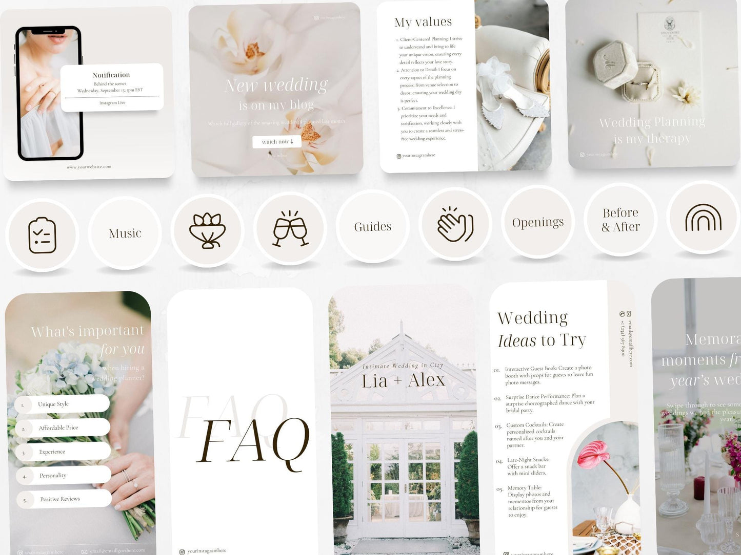 240 Wedding Planner Bundle: Post, Story, and Highlight Cover Templates