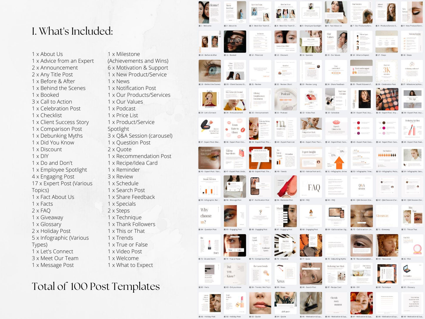 300 Beige Make Up Bundle: Post, Story, and Highlight Cover Templates